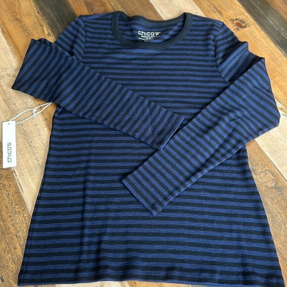 Chico’s SZ 0 striped long sleeve top - Picture 5 of 12
